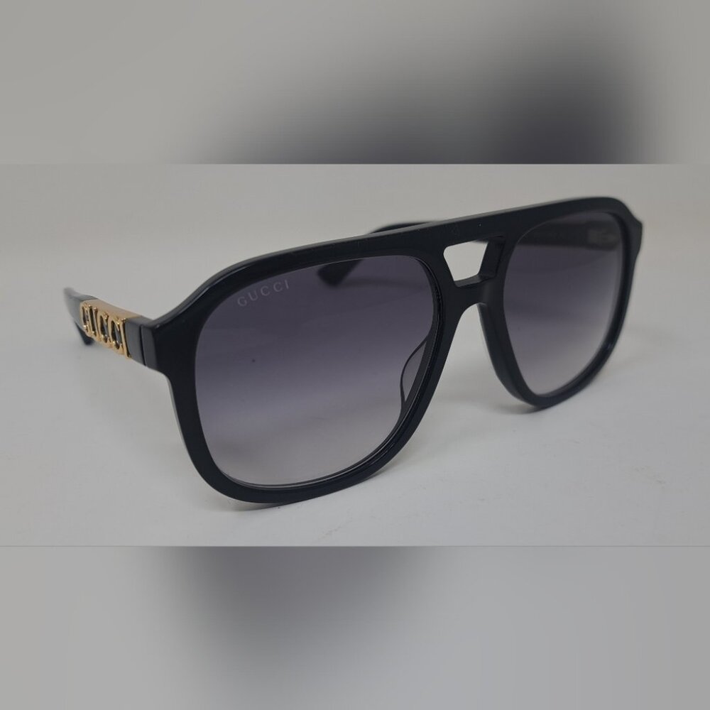 Gucci Women's Sunglasses Unisex GG1188S 002 Pilot Aviator Black Grey 58-17-140 - Picture 12 of 16